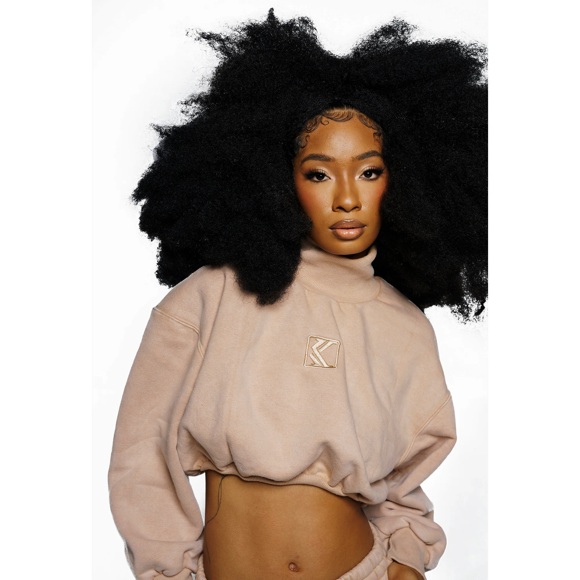 Deep Mock Neck Top (Nude) - Image 3
