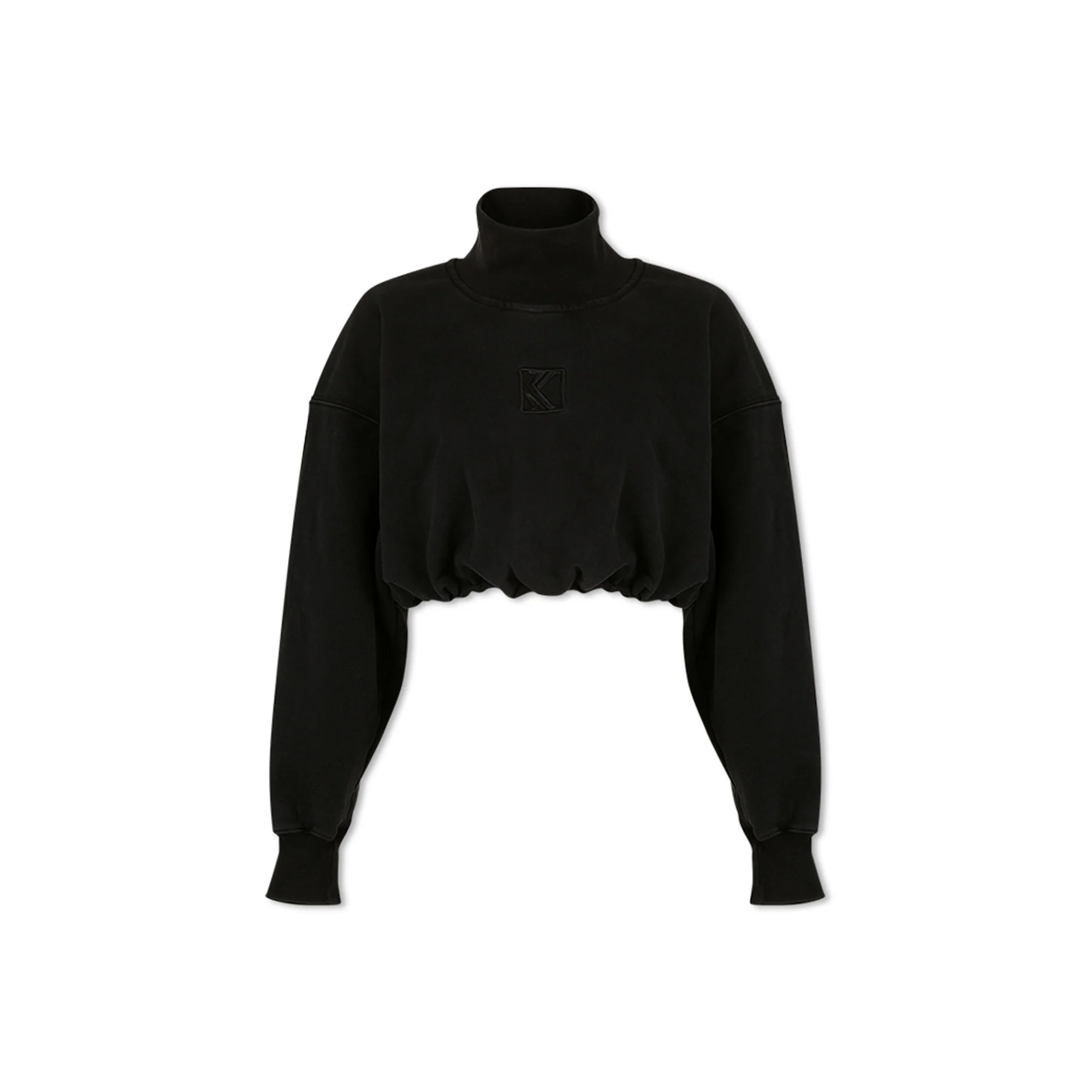 Deep Mock Neck Top (Black)
