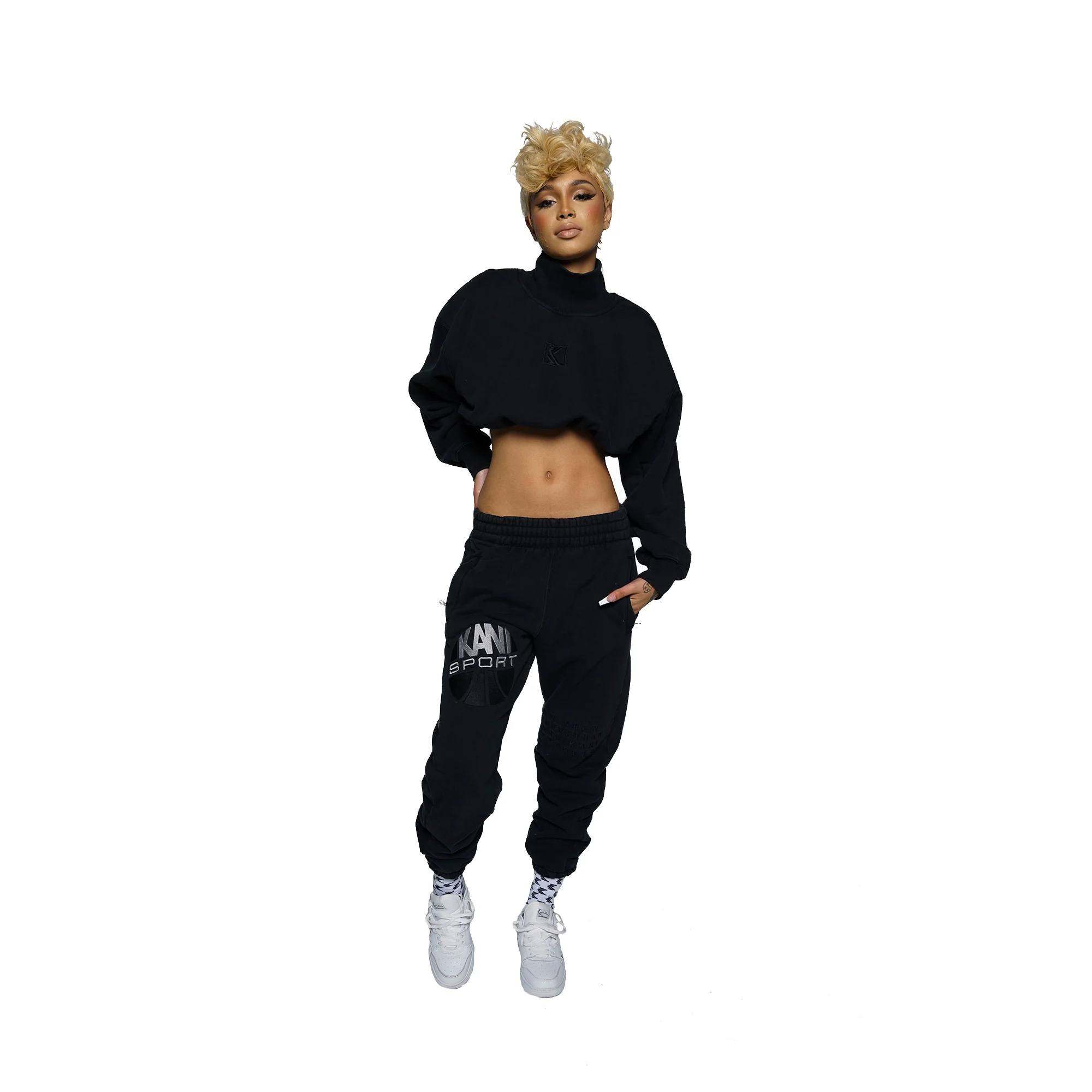 Deep Mock Neck Top (Black) - Image 3
