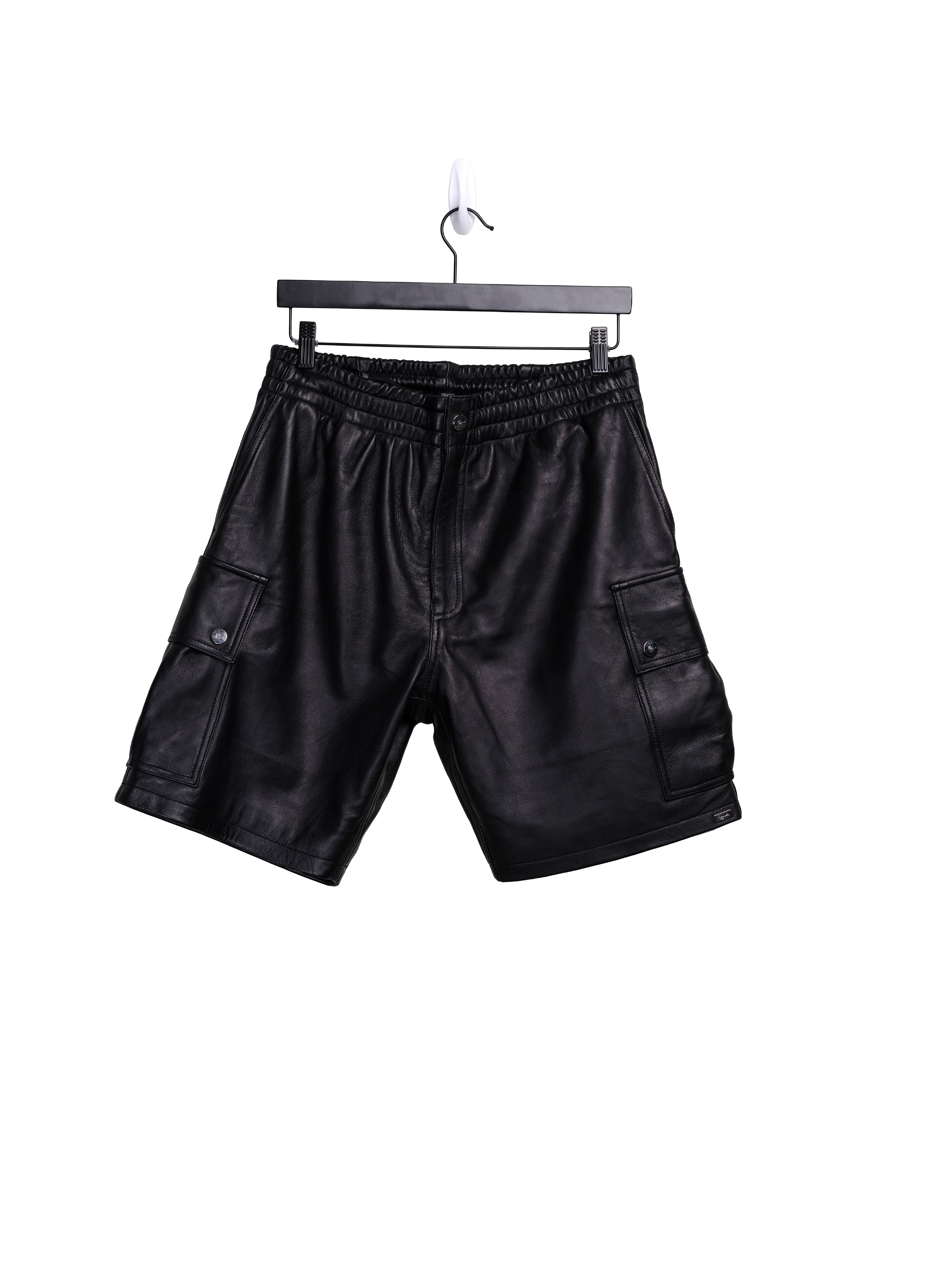Mace Leather Cargo Shorts (Black) - Image 8