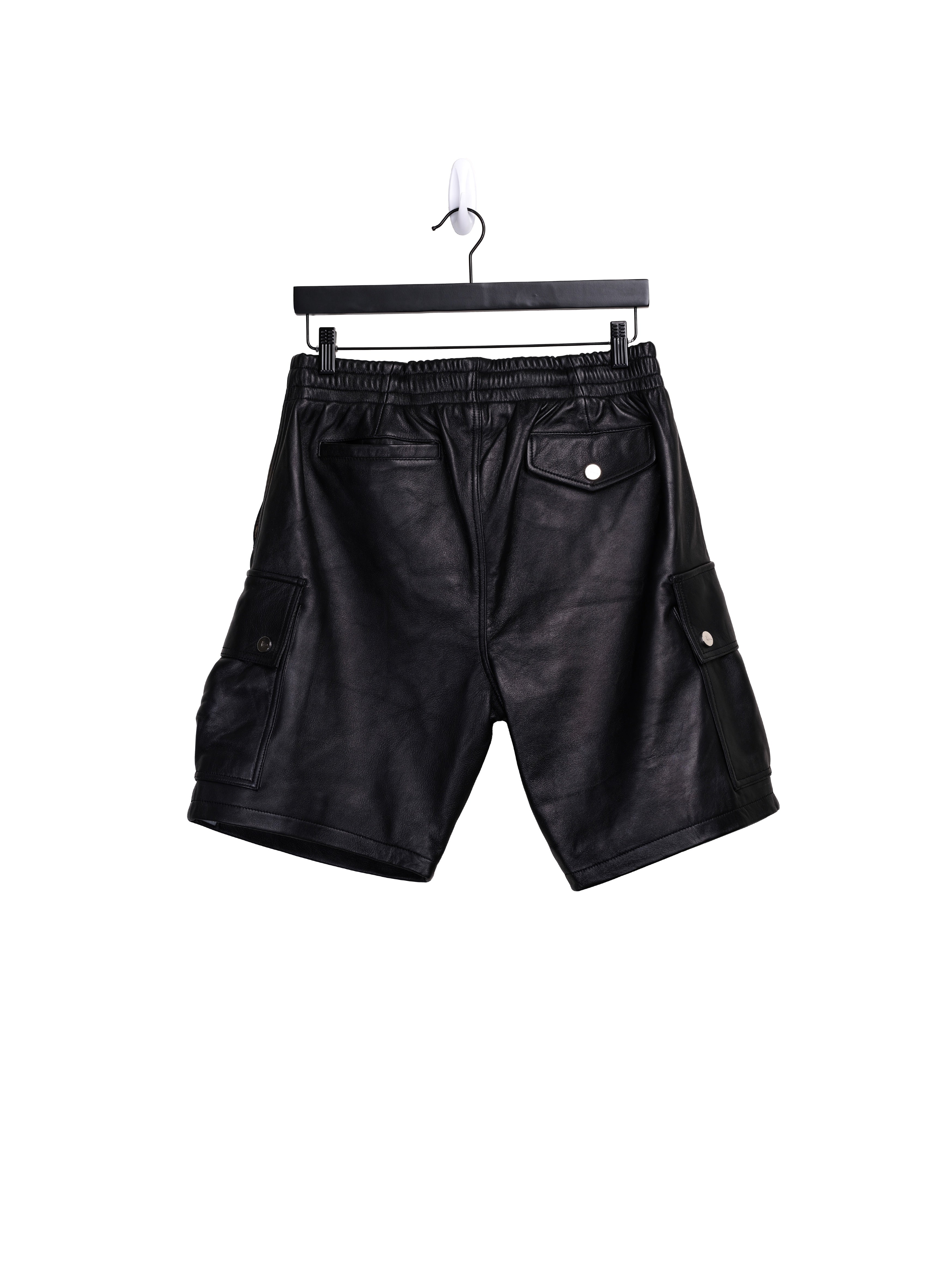 Mace Leather Cargo Shorts (Black) - Image 9