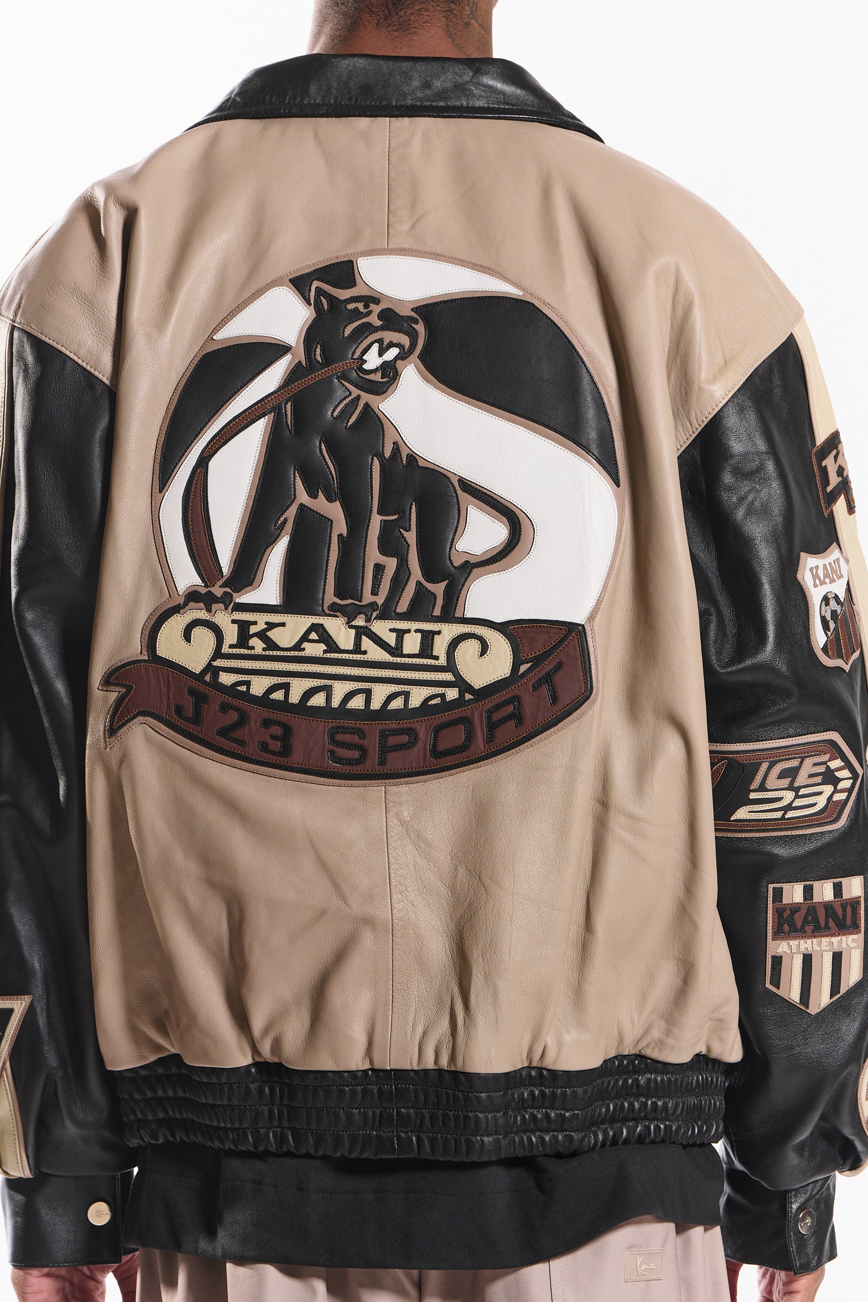 Leather Patch Jacket (Beige/Black) - Image 10