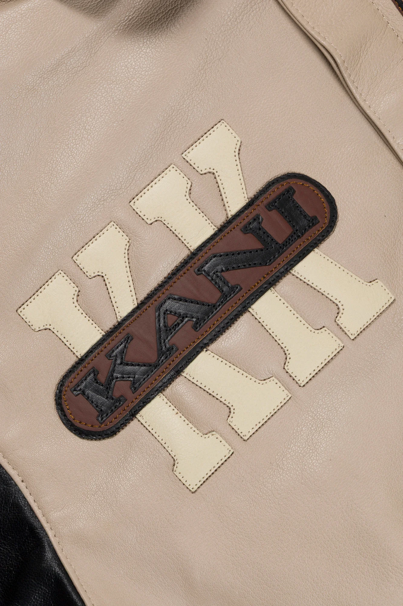 Leather Patch Jacket (Beige/Black) - Image 3