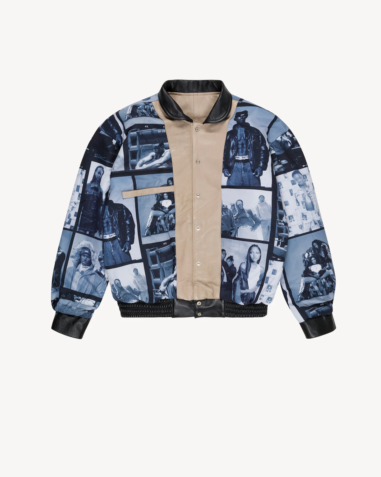Leather Patch Jacket (Beige/Black) - Image 7